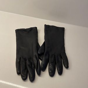Black leather gloves